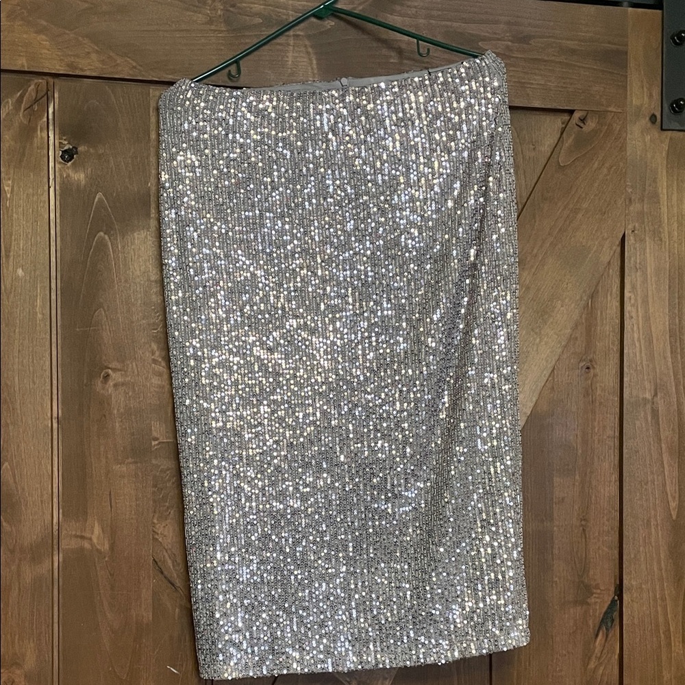 Silver Sequin Pencil Skirt - Elegant Sparkle